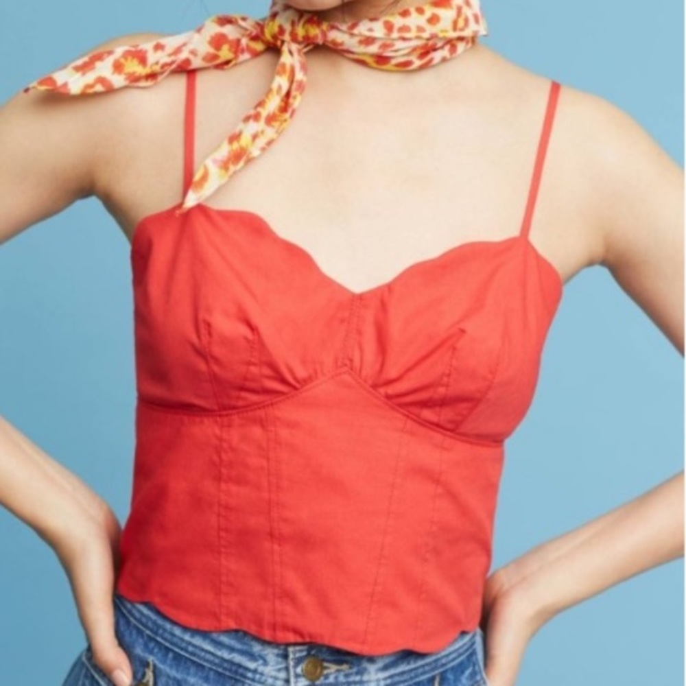 Red scalloped crop top maeve